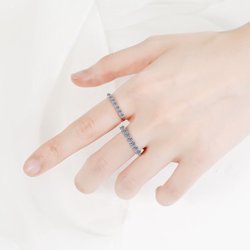 Engagement Ring, Wedding Ring, Promise Ring, Gift for Her, Gift for Women, Gift for Mother, Mom, Mum, Valentine’s Day, Mother’s Day, Stackable S925 Seven-stone Moissanite Diamond Eternity Band with Certificate, Gift for Girl, Girlfriend