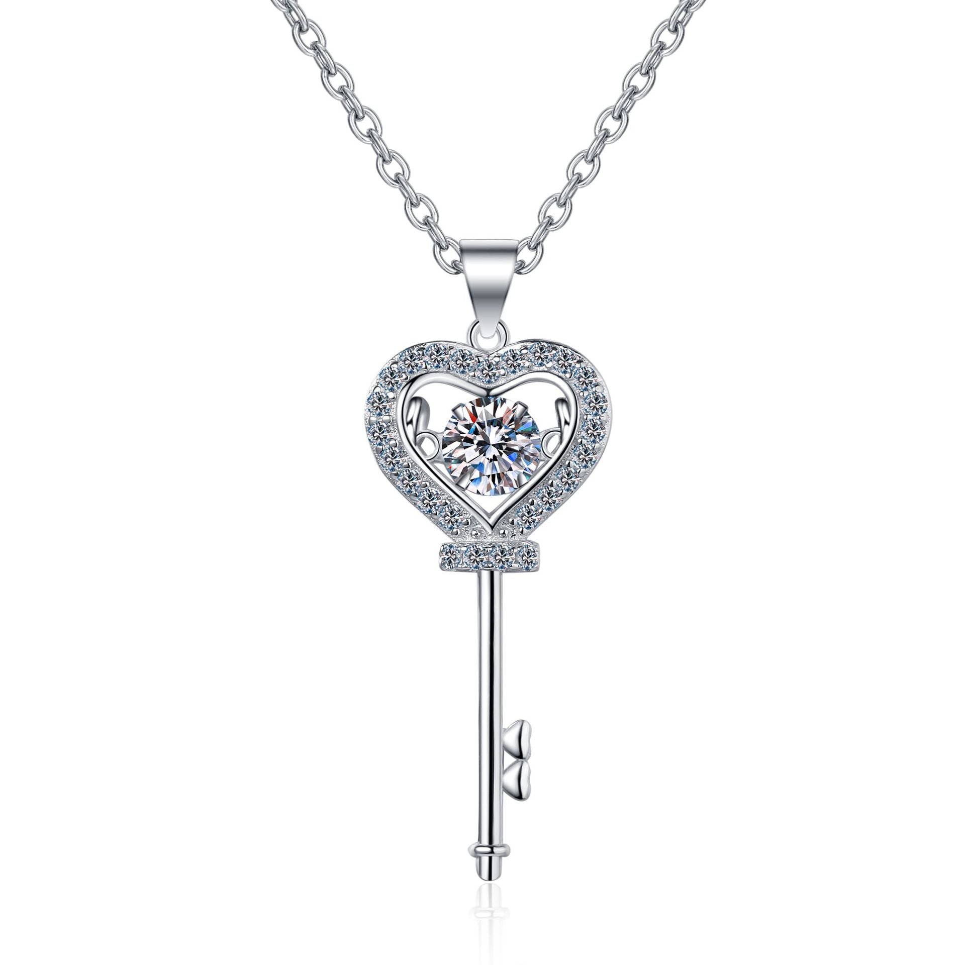 Moissanite Dancing Necklace, S925 Sterling Silver, 0.5ct Moissanite diamond necklace, Gift for Her, Gift for Girlfriend, girl, Gift for Women, Gift for Mother, Mom, Mum, gift for wife, for lover, Birthday, Anniversary, Valentine’s Day, Mother’s Day, Graduation Day, GRA Certificate