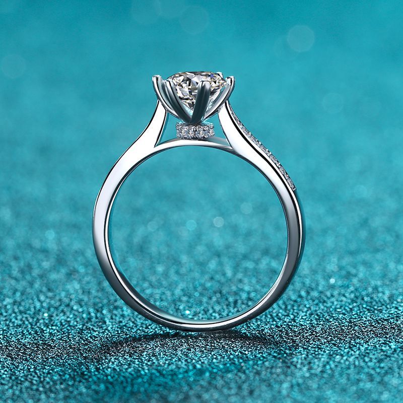 Engagement Ring, pave solitaire, accent stones ring, promise ring, wedding, gift for her, girl, girlfriend, for women, mother, mom, mum, for wife, for lover, heart-shaped prongs 1ct S925 Moissanite Diamond ring, Valentine’s Day, Mother’s Day, Birthday, anniversary, gradation day