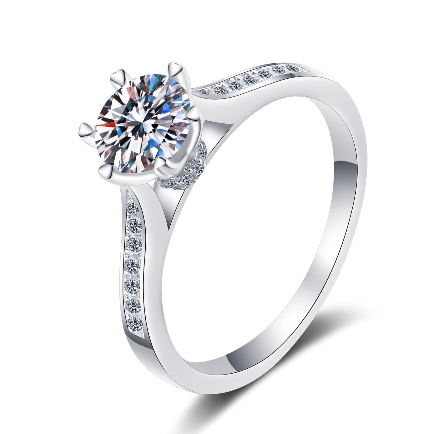Engagement Ring, pave solitaire, accent stones ring, promise ring, wedding, gift for her, girl, girlfriend, for women, mother, mom, mum, for wife, for lover, heart-shaped prongs 1ct S925 Moissanite Diamond ring, Valentine’s Day, Mother’s Day, Birthday, anniversary, gradation day