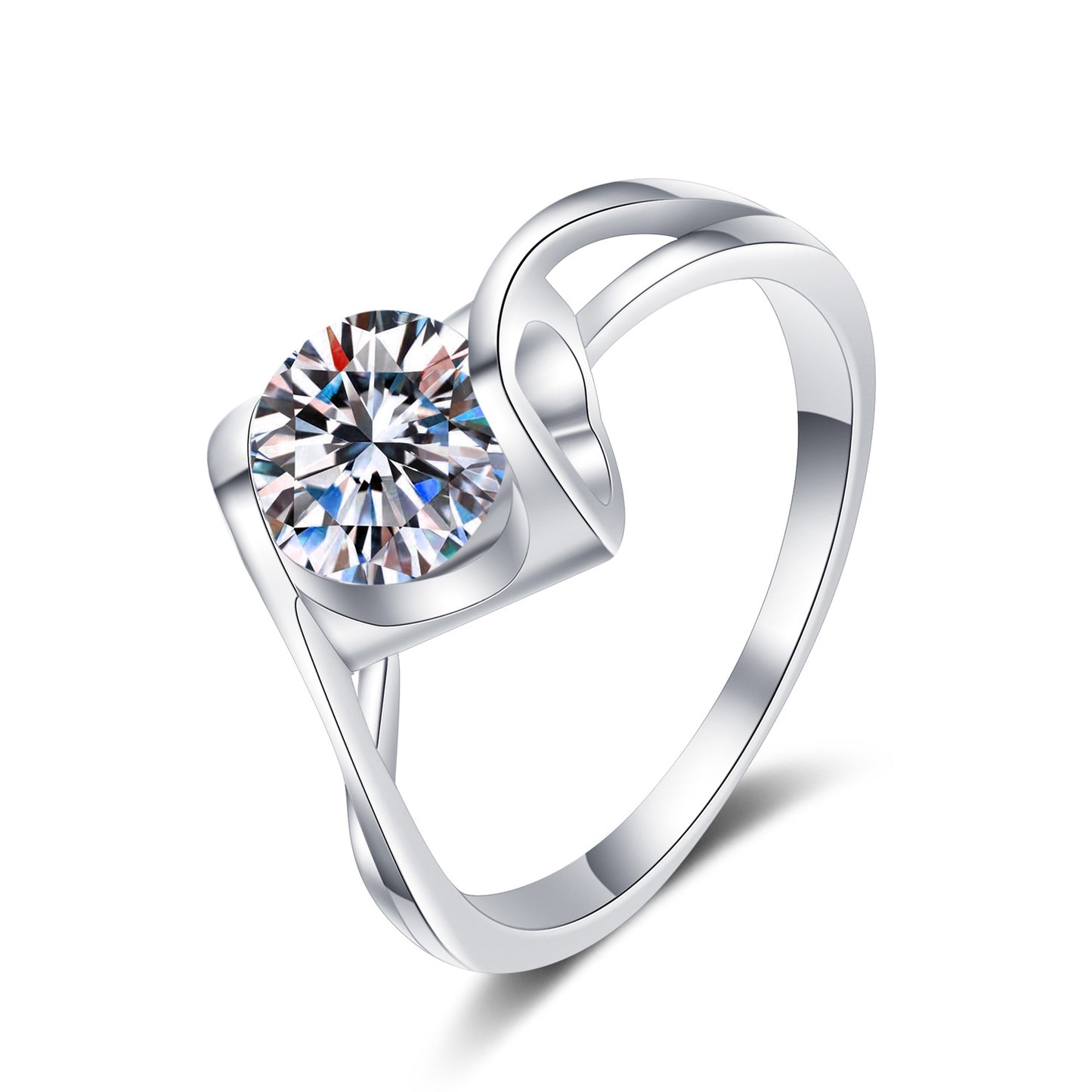 Engagement Ring, Wedding Ring, Promise Ring, Gift for Her, Gift for Girl, Girlfriend, Gift for Women, Gift for wife, Mother, Mom, Mum, Valentine’s Day, Mother’s Day, birthday, anniversary, 1ct S925 Heart-Shape Head Moissanite Diamond Ring, GRA Certificate