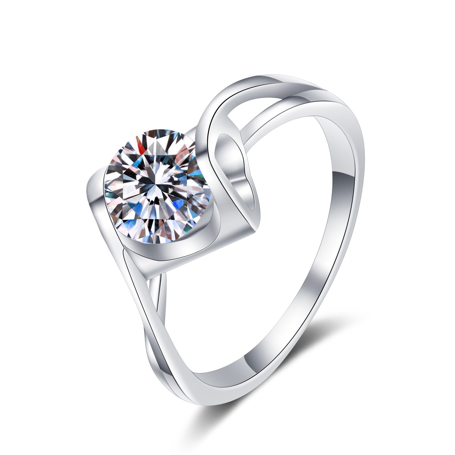 Engagement Ring, Wedding Ring, Promise Ring, Gift for Her, Gift for Girl, Girlfriend, Gift for Women, Gift for wife, Mother, Mom, Mum, Valentine’s Day, Mother’s Day, birthday, anniversary, 1ct S925 Heart-Shape Head Moissanite Diamond Ring, GRA Certificate