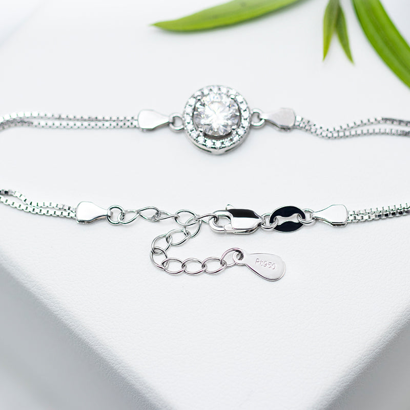 Round Halo 0.5/1/2ct Moissanite S925 5-Piece Jewelry Set (Ring, Earrings, Necklace, Bracelet))