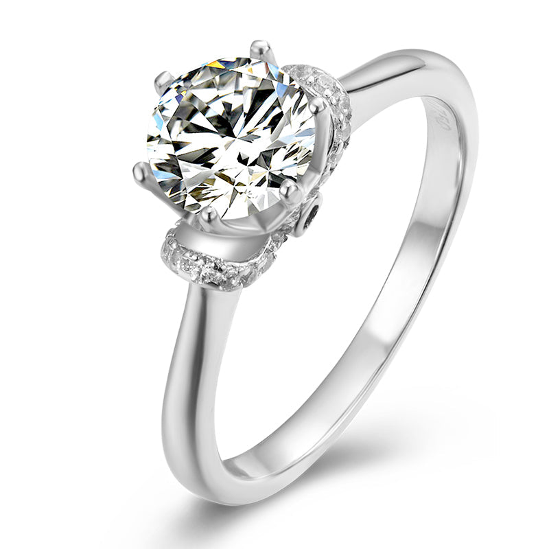 Engagement Ring, Promise Ring, Gift for Her, Gift for Girlfriend, girl, gift for lover, wife, Gift for Women, Gift for Mother, Mom, Mum, Valentine’s Day, Mother’s Day, Birthday, anniversary, graduation day, Posh Crown 0.5ct, 1ct Moissanite Diamond Ring S925 Sterling Silver, GRA Certificate, gift box