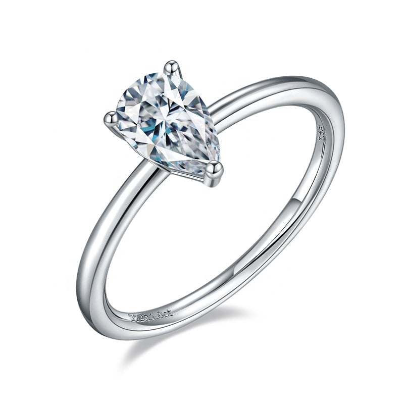 Pear Cut ring, engagement ring, promise ring, wedding, gift for her, girl, girlfriend, for women, mother, mom, mum, for wife, 1ct S925 Moissanite solitaire Diamond ring, Valentine’s Day, Mother’s Day, Birthday, anniversary