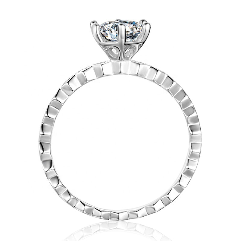 Engagement Ring, Wedding Ring, Promise Ring, Gift for Her, Gift for Girl, Girlfriend, Gift for Women, Gift for wife, Mother, Mom, Mum, Valentine’s Day, Mother’s Day, birthday, anniversary, 0.5ct, 1ct S925 Hive-Shape Shank Moissanite Diamond Ring, GRA Certificate