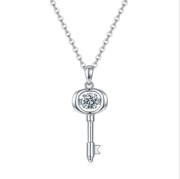 Dancing Necklace S925 0.5ct D color Moissanite, Gift for Her, Gift for Girlfriend, girl, Gift for Women, Gift for Mother, Mom, Mum, gift for wife, for lover, Birthday, Valentine’s Day, Mother’s Day, GRA Certificate, free gift box
