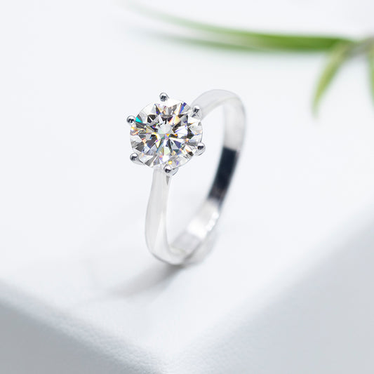 Round Solitaire Engagement Ring 0.5ct S925 White Gold Plated VVS White D Color Moissanite, Wedding Day, Gift for Her, Gift for Girlfriend, girl, Gift for Women, Gift for Mother, for wife, Valentine’s Day, Mother’s Day, Birthday, Jewelry Set, Necklace, Bracelet,