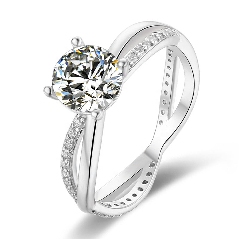 Engagement Ring, Wedding Ring, Promise Ring, Gift for Her, Gift for Girlfriend, girl, Gift for Women, Gift for Mother, Mom, Mum, Valentine’s Day, Mother’s Day, Infinity Solitaire 1ct Moissanite Diamond Ring S925 Sterling Silver with GRA Certificate with gift box