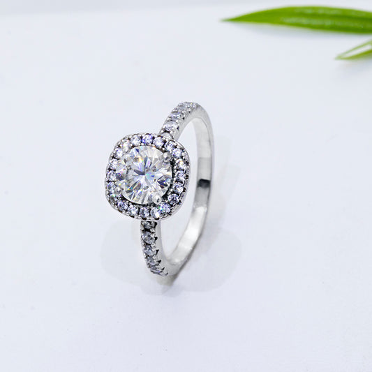 Square Halo Moissanite jewelry set, Wedding Day, bracelet, earrings, necklace, Engagement Ring, Wedding Ring, Promise Ring, Gift for Her, Gift for Girlfriend, girl, Gift for Women, Gift for Mother, for wife, Valentine’s Day, Mother’s Day,  Classic Cluster 0.5ct