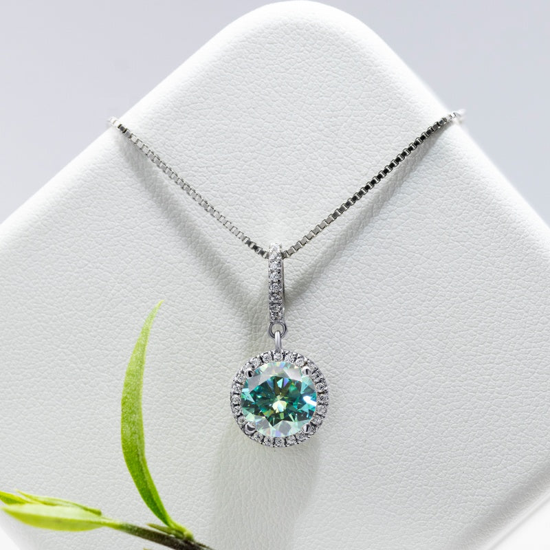 Green Moissanite 0.5ct Round Halo S925 Gold Plated VVS D Color Jewelry Set, Engagement Ring Wedding Day, Mother’s Day, Birthday, Valentine’s Day, Gift for Her, Gift for Girlfriend, girl, Gift for Women, Gift for Mother, for wife, Ring, Earrings, Bracelet, Necklace,