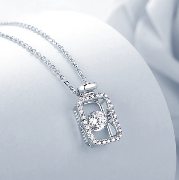 Dancing Necklace Moissanite Gift for Her, Gift for Girlfriend, girl, Gift for Women, Gift for Mother, Mom, Mum, gift for wife, for lover, Birthday, Valentine’s Day, Mother’s Day, with GRA Certificate, free gift box, Ace Waving 0.5ct D color S925 Moissanite Diamond Pendant