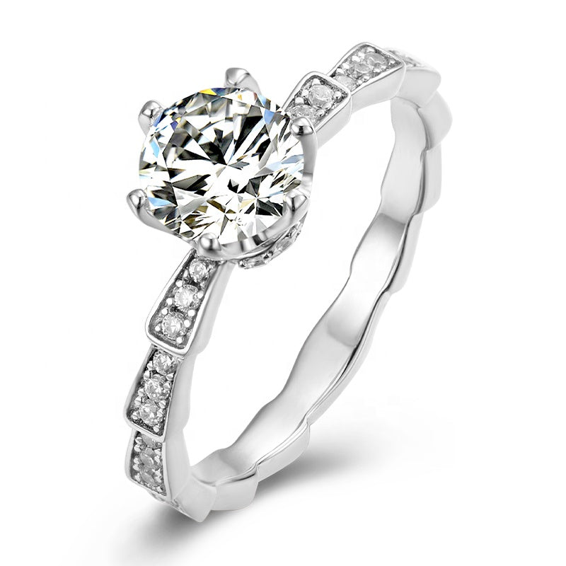 Engagement Ring, Wedding Ring, Promise Ring, Gift for Her, Gift for Girlfriend, girl, Gift for Women, Gift for Mother, Mom, Mum, Valentine’s Day, Mother’s Day, 1ct Moissanite Diamond Ring S925 Sterling Silver with GRA Certificate with gift box