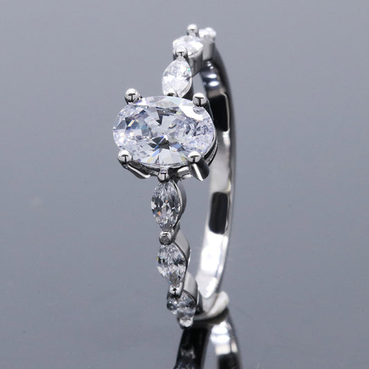 Oval Cut 1-Ct Moissanite S925 Engagement Ring with Marquise Side Stones , promise ring, wedding, gift for her, girl, girlfriend, lover, for women, mother, mom, mum, for wife, S925 Moissanite Diamond ring, Valentine’s Day, Mother’s Day, Birthday, anniversary,