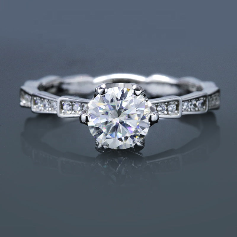 Engagement Ring, Wedding Ring, Promise Ring, Gift for Her, Gift for Girlfriend, girl, Gift for Women, Gift for Mother, Mom, Mum, Valentine’s Day, Mother’s Day, 1ct Moissanite Diamond Ring S925 Sterling Silver with GRA Certificate with gift box