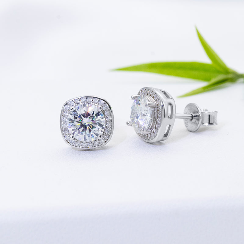 Square Halo Moissanite jewelry set, Wedding Day, bracelet, earrings, necklace, Engagement Ring, Wedding Ring, Promise Ring, Gift for Her, Gift for Girlfriend, girl, Gift for Women, Gift for Mother, for wife, Valentine’s Day, Mother’s Day,  Classic Cluster 0.5ct