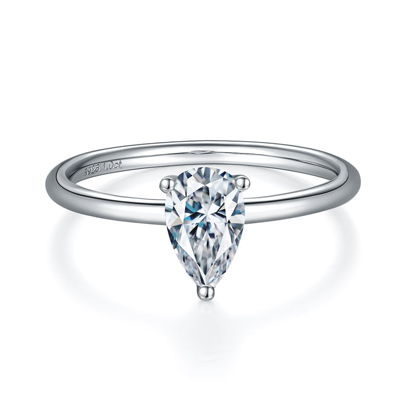 Pear Cut ring, engagement ring, promise ring, wedding, gift for her, girl, girlfriend, for women, mother, mom, mum, for wife, 1ct S925 Moissanite solitaire Diamond ring, Valentine’s Day, Mother’s Day, Birthday, anniversary