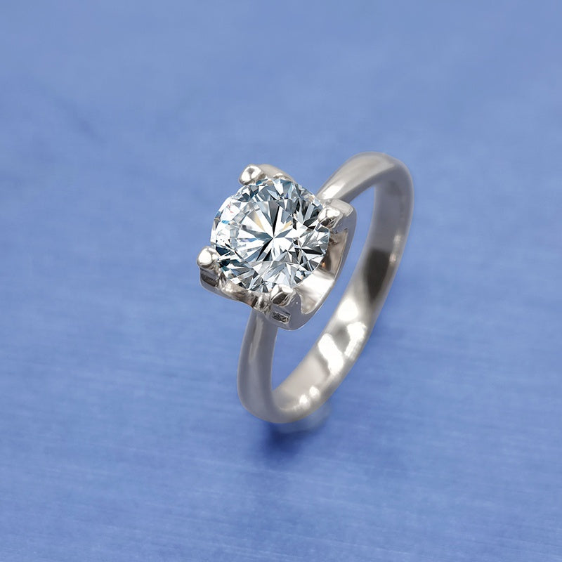 Engagement Ring, Wedding Ring, Promise Ring, Gift for Her, Gift for Girlfriend, girl, Gift for Women, Gift for Mother, Mom, Mum, Valentine’s Day, Mother’s Day, stylish 4-prong setting 1ct Moissanite Diamond Ring S925 Sterling Silver with GRA Certificate with gift box