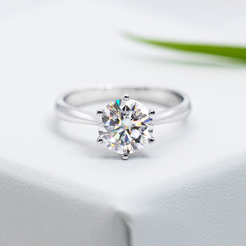 Round Solitaire Engagement Ring 0.5ct S925 White Gold Plated VVS White D Color Moissanite, Wedding Day, Gift for Her, Gift for Girlfriend, girl, Gift for Women, Gift for Mother, for wife, Valentine’s Day, Mother’s Day, Birthday, Jewelry Set, Necklace, Bracelet,