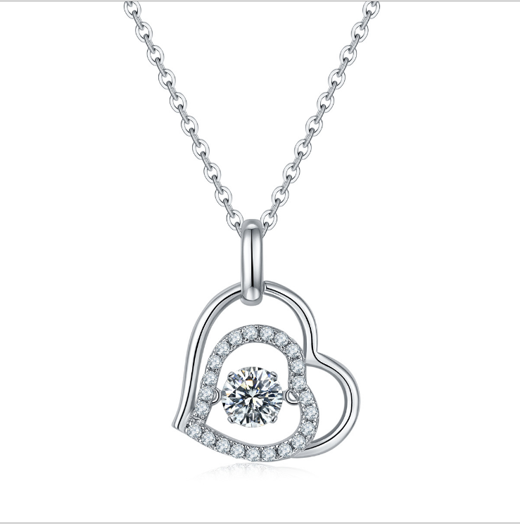 Dancing Necklace S925 0.5ct D color Moissanite, Gift for Her, Gift for Girlfriend, girl, Gift for Women, Gift for Mother, Mom, Mum, gift for wife, for lover, Birthday, Valentine’s Day, Mother’s Day, GRA Certificate, free gift box