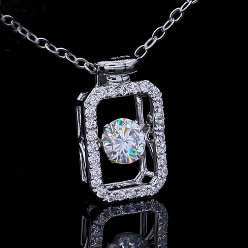Dancing Necklace Moissanite Gift for Her, Gift for Girlfriend, girl, Gift for Women, Gift for Mother, Mom, Mum, gift for wife, for lover, Birthday, Valentine’s Day, Mother’s Day, with GRA Certificate, free gift box, Ace Waving 0.5ct D color S925 Moissanite Diamond Pendant