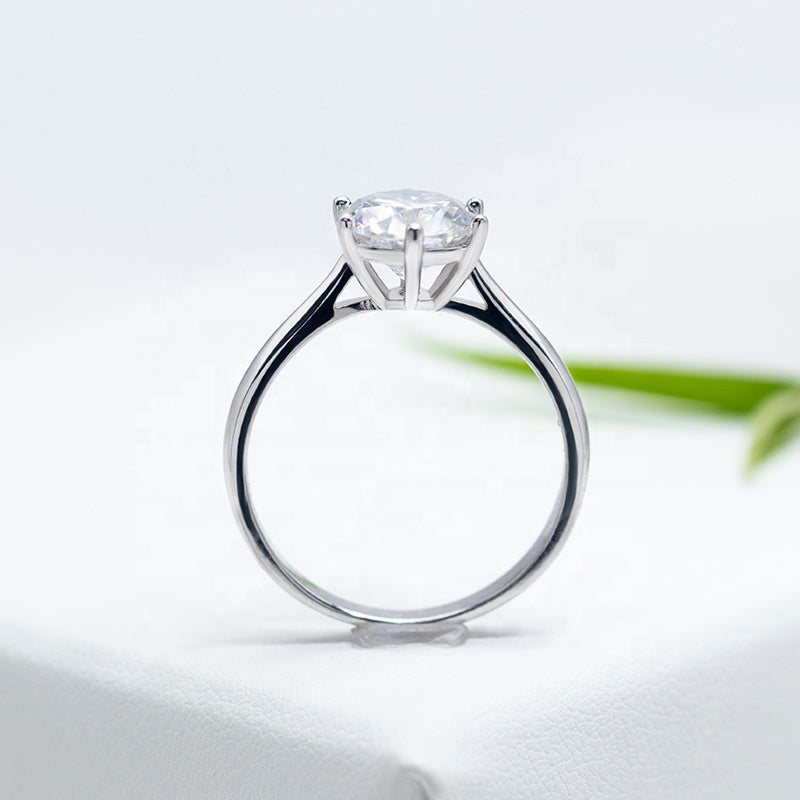 Round Solitaire Engagement Ring 0.5ct S925 White Gold Plated VVS White D Color Moissanite, Wedding Day, Gift for Her, Gift for Girlfriend, girl, Gift for Women, Gift for Mother, for wife, Valentine’s Day, Mother’s Day, Birthday, Jewelry Set, Necklace, Bracelet,
