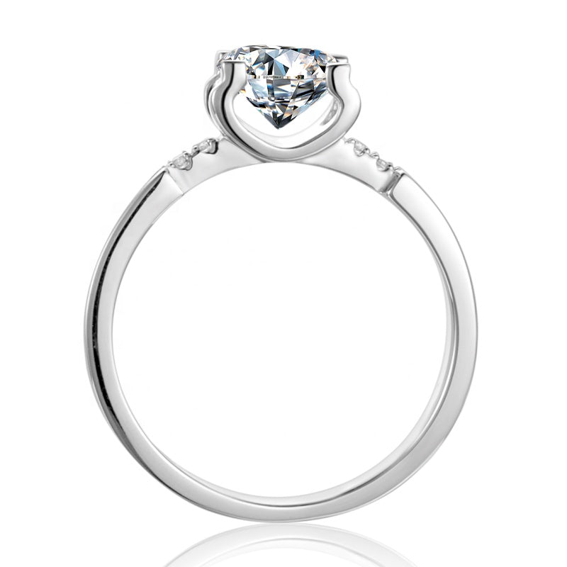 Engagement Ring, Wedding Ring, Promise Ring, Gift for Her, Gift for Girlfriend, girl, Gift for Women, Gift for Mother, Mom, Mum, Valentine’s Day, Mother’s Day, Accent Stones 1ct Moissanite Diamond Ring S925 Sterling Silver with GRA Certificate with gift box