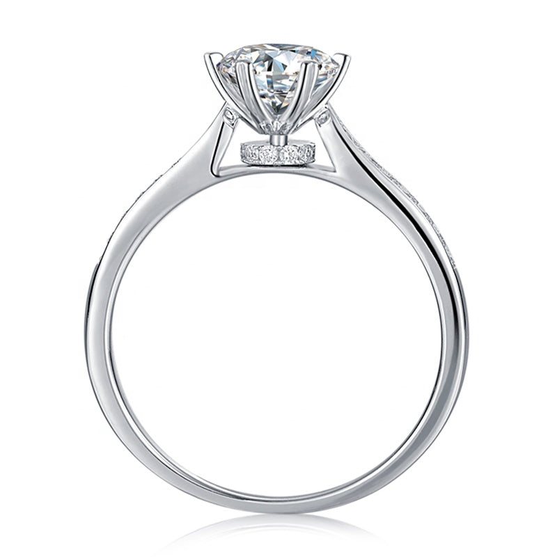 Engagement Ring, Wedding Ring, Promise Ring, Gift for Her, Gift for Girlfriend, girl, Gift for Women, Gift for Mother, Mom, Mum, Valentine’s Day, Mother’s Day, Sparkling Head & Shoulders 1ct Moissanite Diamond Ring S925 Sterling Silver with GRA Certificate with gift box