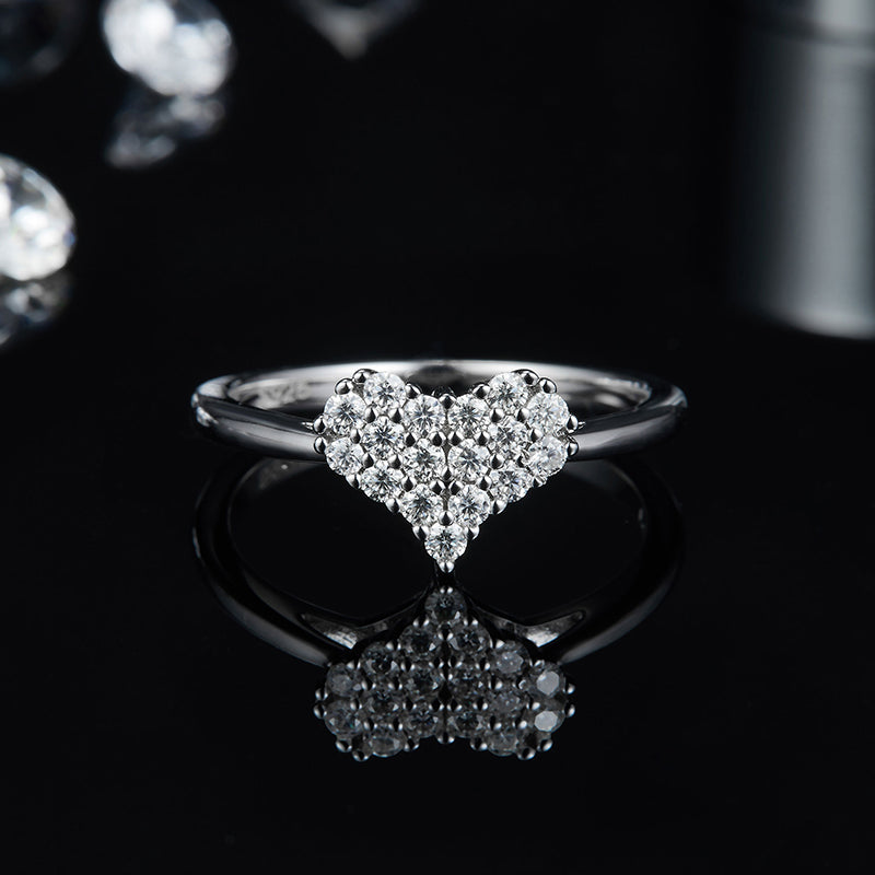 Heart-Shaped Engagement Ring, heart, heart shape, Promise Ring, Gift for Her, Gift for Girlfriend, girl, gift for lover, wife, Gift for Women, Gift for Mother, Mom, Mum, Valentine’s Day, Mother’s Day, Birthday, anniversary, graduation day, Cluster ring, Moissanite Diamond Ring S925 Sterling Silver, GRA Certificate, gift box