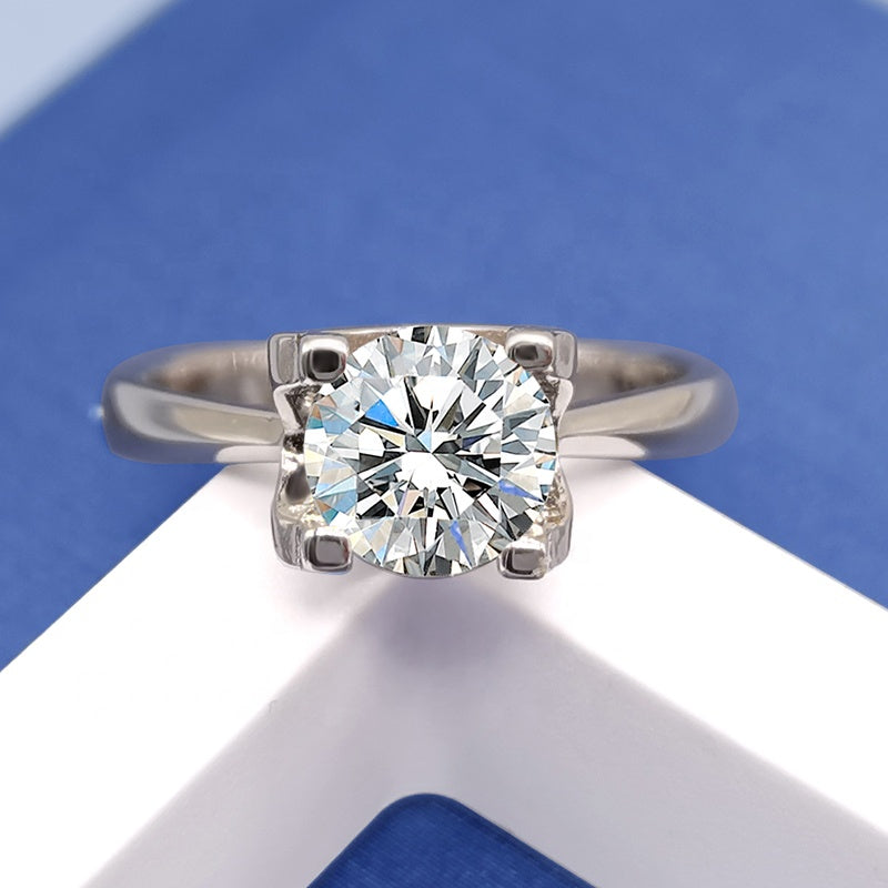 Engagement Ring, Wedding Ring, Promise Ring, Gift for Her, Gift for Girlfriend, girl, Gift for Women, Gift for Mother, Mom, Mum, Valentine’s Day, Mother’s Day, stylish 4-prong setting 1ct Moissanite Diamond Ring S925 Sterling Silver with GRA Certificate with gift box