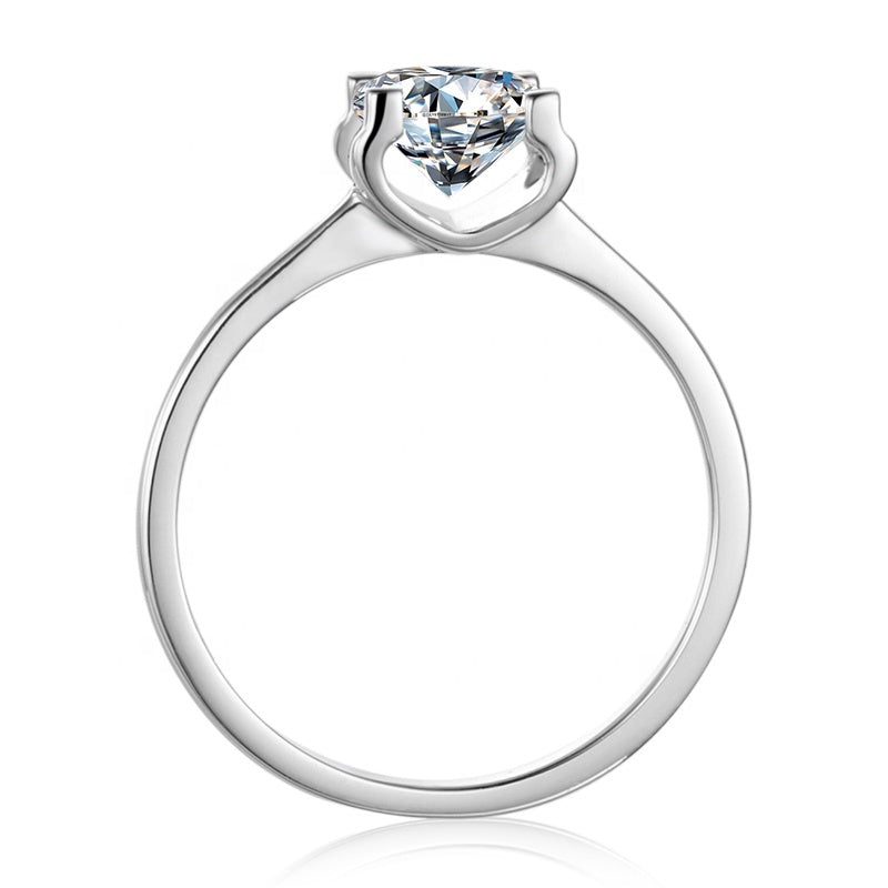 Engagement Ring, Wedding Ring, Promise Ring, Gift for Her, Gift for Girlfriend, girl, Gift for Women, Gift for Mother, Mom, Mum, Valentine’s Day, Mother’s Day, stylish 4-prong setting 1ct Moissanite Diamond Ring S925 Sterling Silver with GRA Certificate with gift box