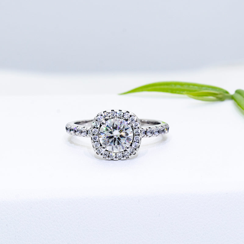 Square Halo Moissanite jewelry set, Wedding Day, bracelet, earrings, necklace, Engagement Ring, Wedding Ring, Promise Ring, Gift for Her, Gift for Girlfriend, girl, Gift for Women, Gift for Mother, for wife, Valentine’s Day, Mother’s Day,  Classic Cluster 0.5ct