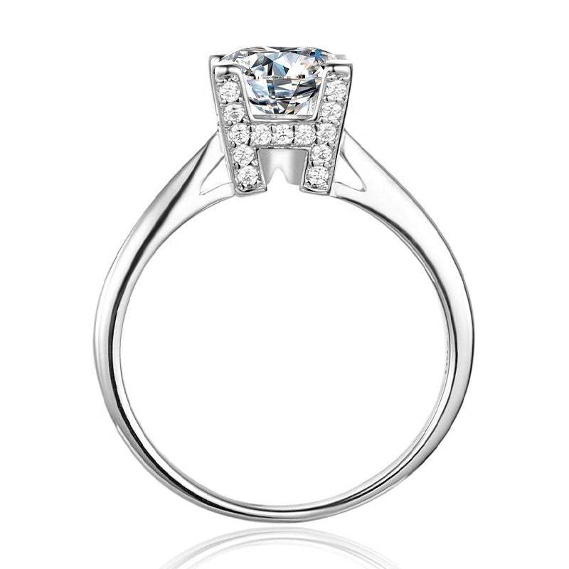 Engagement Ring, Wedding Ring, Promise Ring, Gift for Her, Gift for Girlfriend, girl, Gift for Women, Gift for Mother, Mom, Mum, Valentine’s Day, Mother’s Day, Graceful W & H (Wife & Husband) S925 1ct Moissanite Diamond Ring S925 Sterling Silver with GRA Certificate with gift box