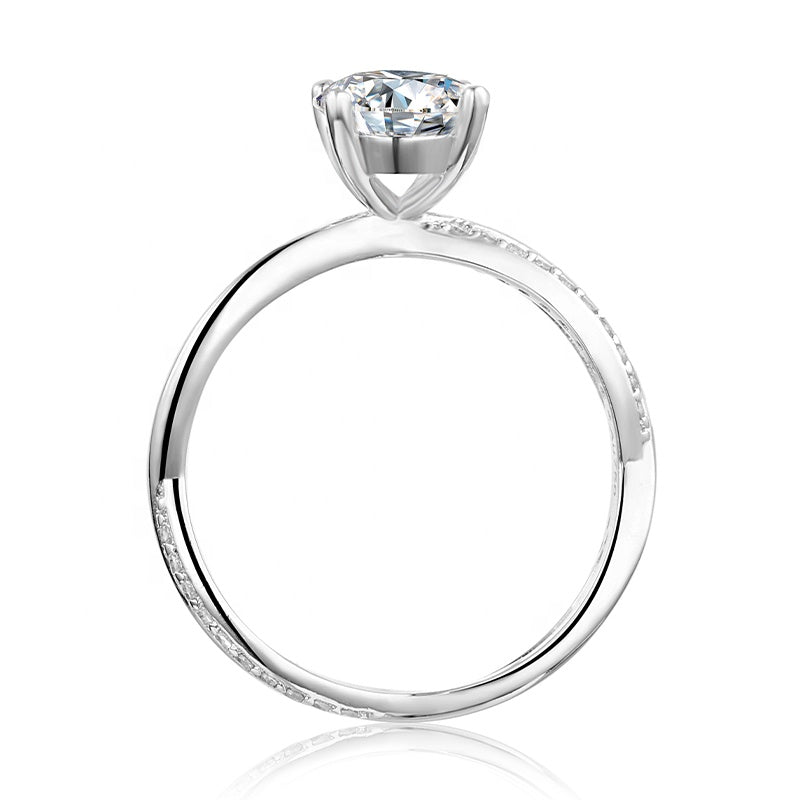 Engagement Ring, Wedding Ring, Promise Ring, Gift for Her, Gift for Girlfriend, girl, Gift for Women, Gift for Mother, Mom, Mum, Valentine’s Day, Mother’s Day, Infinity Solitaire 1ct Moissanite Diamond Ring S925 Sterling Silver with GRA Certificate with gift box