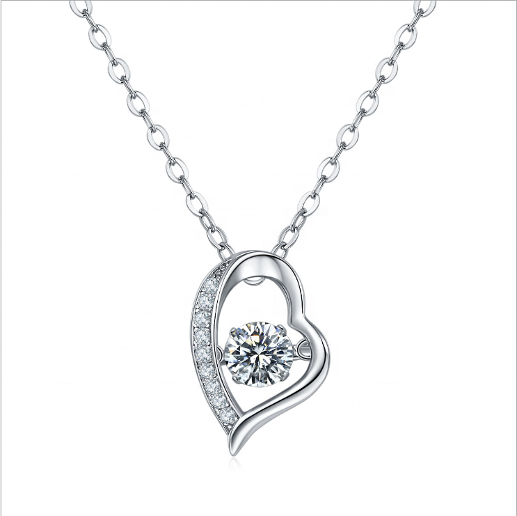 Dancing Necklace S925 0.5ct D color Moissanite, Gift for Her, Gift for Girlfriend, girl, Gift for Women, Gift for Mother, Mom, Mum, gift for wife, for lover, Birthday, Valentine’s Day, Mother’s Day, GRA Certificate, free gift box