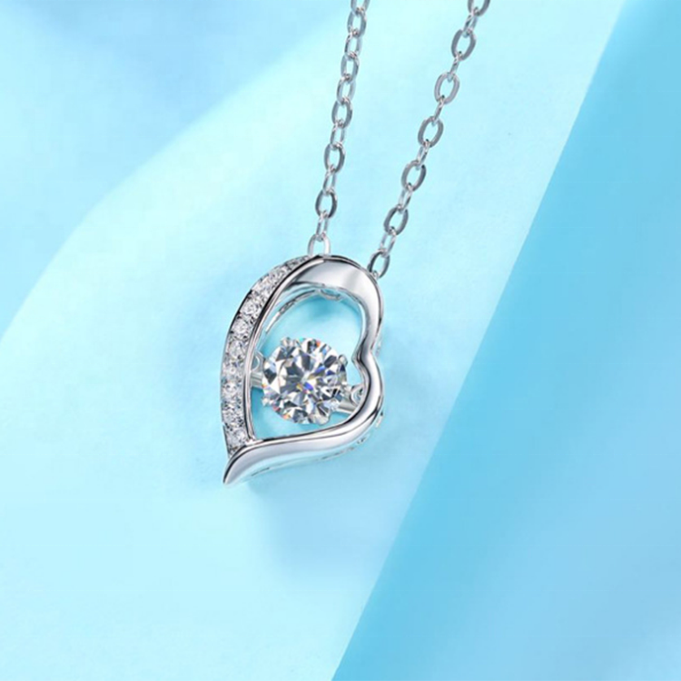 Dancing Necklace S925 0.5ct D color Moissanite, Gift for Her, Gift for Girlfriend, girl, Gift for Women, Gift for Mother, Mom, Mum, gift for wife, for lover, Birthday, Valentine’s Day, Mother’s Day, GRA Certificate, free gift box