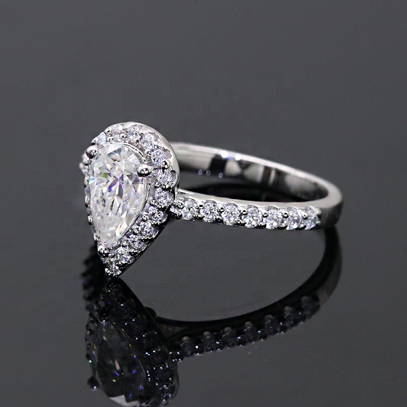 Pear cut ring, Sophie Turner ring, engagement ring, promise ring, wedding, gift for her, girl, girlfriend, for women, mother, mom, mum, for wife, Pear-cut 1ct S925 Moissanite Diamond ring on pave band, Valentine’s Day, Mother’s Day, Birthday, anniversary