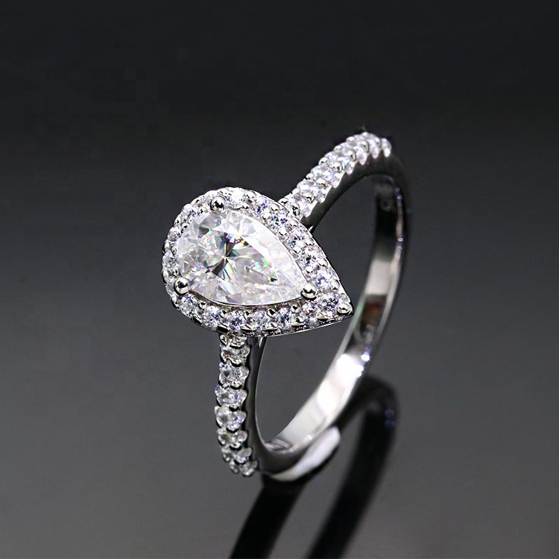 Pear cut ring, Sophie Turner ring, engagement ring, promise ring, wedding, gift for her, girl, girlfriend, for women, mother, mom, mum, for wife, Pear-cut 1ct S925 Moissanite Diamond ring on pave band, Valentine’s Day, Mother’s Day, Birthday, anniversary