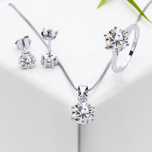 Round Solitaire Engagement Ring 0.5ct S925 White Gold Plated VVS White D Color Moissanite, Wedding Day, Gift for Her, Gift for Girlfriend, girl, Gift for Women, Gift for Mother, for wife, Valentine’s Day, Mother’s Day, Birthday, Jewelry Set, Necklace, Bracelet,