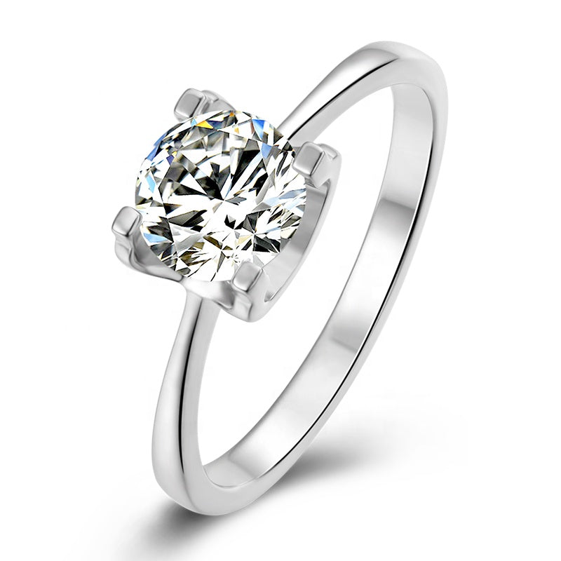 Engagement Ring, Wedding Ring, Promise Ring, Gift for Her, Gift for Girlfriend, girl, Gift for Women, Gift for Mother, Mom, Mum, Valentine’s Day, Mother’s Day, stylish 4-prong setting 1ct Moissanite Diamond Ring S925 Sterling Silver with GRA Certificate with gift box