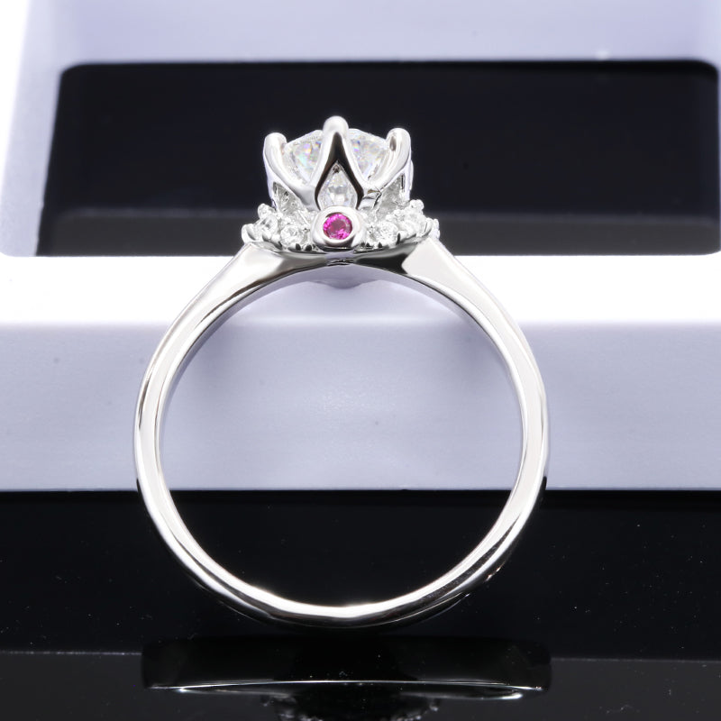 Engagement Ring, Promise Ring, Gift for Her, Gift for Girlfriend, girl, gift for lover, wife, Gift for Women, Gift for Mother, Mom, Mum, Valentine’s Day, Mother’s Day, Birthday, anniversary, graduation day, Posh Crown 0.5ct, 1ct Moissanite Diamond Ring S925 Sterling Silver, GRA Certificate, gift box