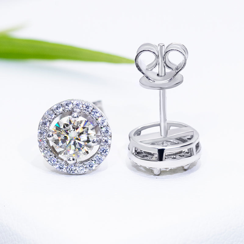 Round Halo 0.5ct Moissanite jewelry set, Wedding Day, bracelet, earrings, necklace, Engagement Ring, Wedding Ring, Promise Ring, Gift for Her, Gift for Girlfriend, girl, Gift for Women, Gift for Mother, for wife, Valentine’s Day, Mother’s Day,