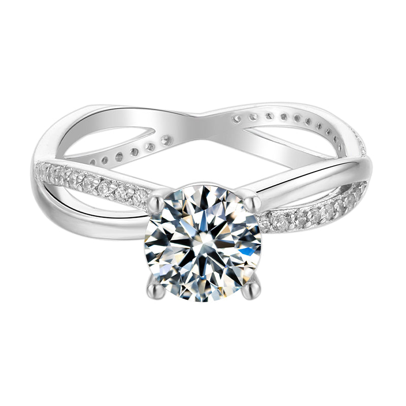 Engagement Ring, Wedding Ring, Promise Ring, Gift for Her, Gift for Girlfriend, girl, Gift for Women, Gift for Mother, Mom, Mum, Valentine’s Day, Mother’s Day, Infinity Solitaire 1ct Moissanite Diamond Ring S925 Sterling Silver with GRA Certificate with gift box