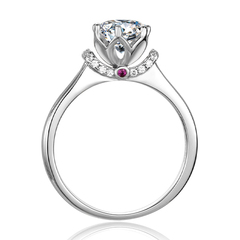 Engagement Ring, Promise Ring, Gift for Her, Gift for Girlfriend, girl, gift for lover, wife, Gift for Women, Gift for Mother, Mom, Mum, Valentine’s Day, Mother’s Day, Birthday, anniversary, graduation day, Posh Crown 0.5ct, 1ct Moissanite Diamond Ring S925 Sterling Silver, GRA Certificate, gift box
