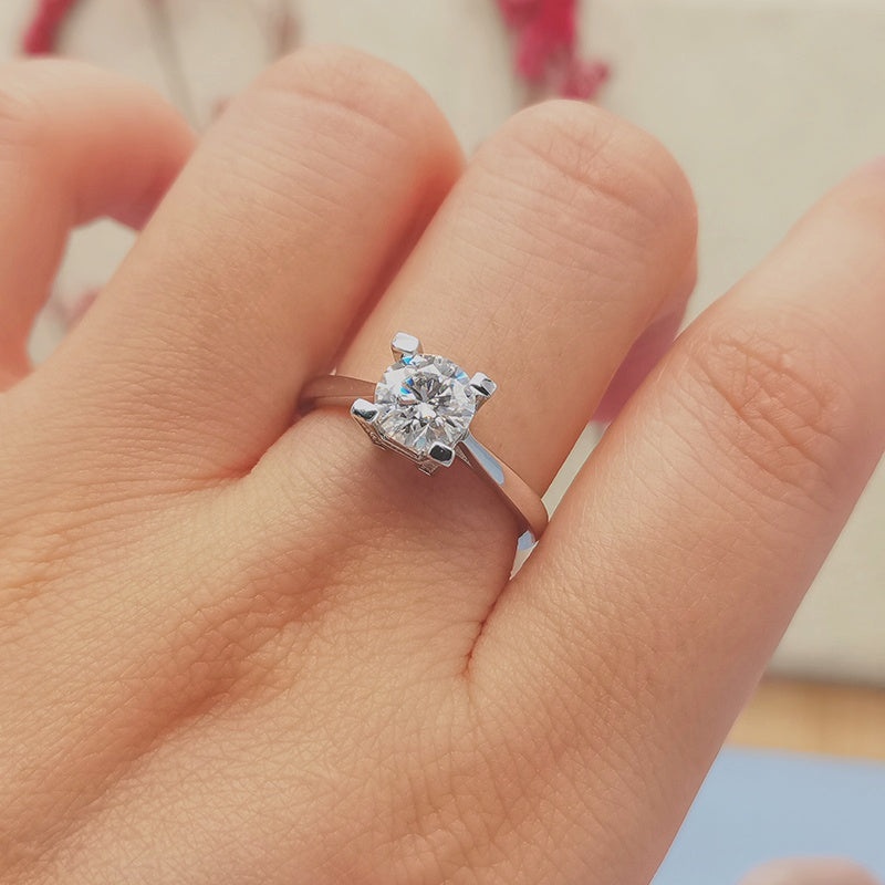 Engagement Ring, Wedding Ring, Promise Ring, Gift for Her, Gift for Girlfriend, girl, Gift for Women, Gift for Mother, Mom, Mum, Valentine’s Day, Mother’s Day, Graceful W & H (Wife & Husband) S925 1ct Moissanite Diamond Ring S925 Sterling Silver with GRA Certificate with gift box