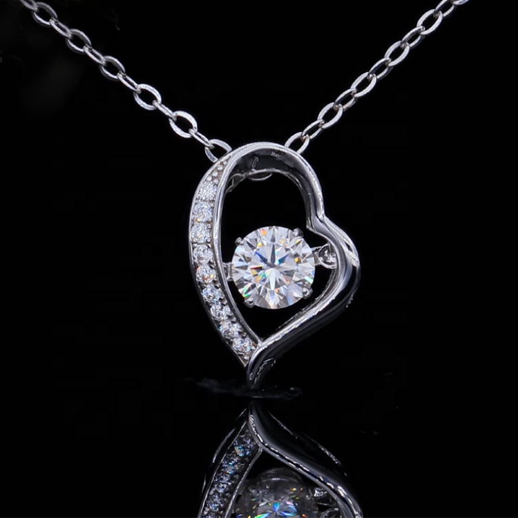 Dancing Necklace S925 0.5ct D color Moissanite, Gift for Her, Gift for Girlfriend, girl, Gift for Women, Gift for Mother, Mom, Mum, gift for wife, for lover, Birthday, Valentine’s Day, Mother’s Day, GRA Certificate, free gift box