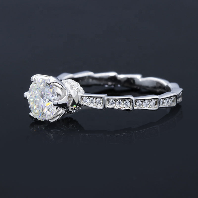 Engagement Ring, Wedding Ring, Promise Ring, Gift for Her, Gift for Girlfriend, girl, Gift for Women, Gift for Mother, Mom, Mum, Valentine’s Day, Mother’s Day, 1ct Moissanite Diamond Ring S925 Sterling Silver with GRA Certificate with gift box