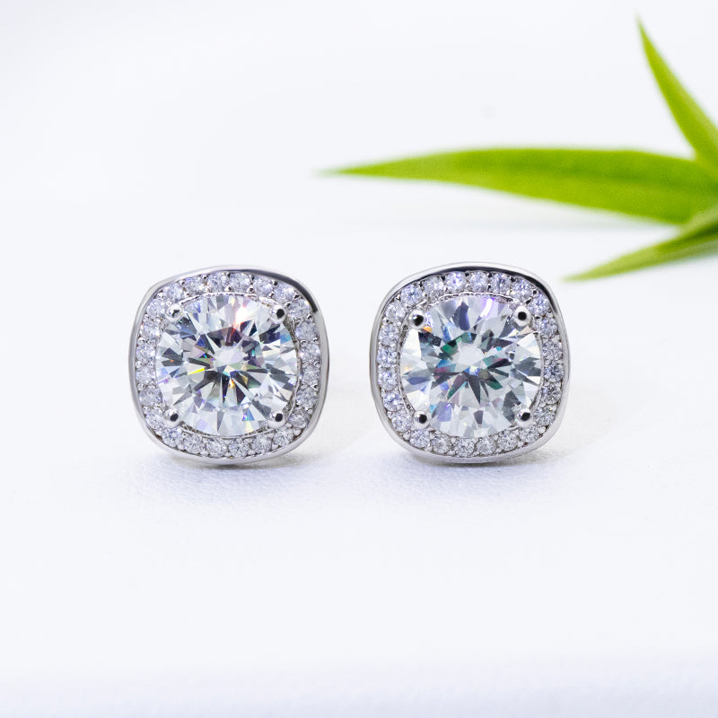 Square Halo Moissanite jewelry set, Wedding Day, bracelet, earrings, necklace, Engagement Ring, Wedding Ring, Promise Ring, Gift for Her, Gift for Girlfriend, girl, Gift for Women, Gift for Mother, for wife, Valentine’s Day, Mother’s Day,  Classic Cluster 0.5ct