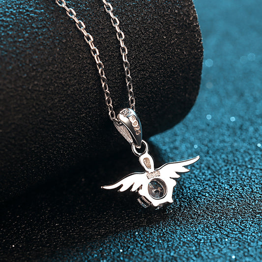 Helia Angel Wings Round 0.5 Carat Moissanite Necklace — Moisza