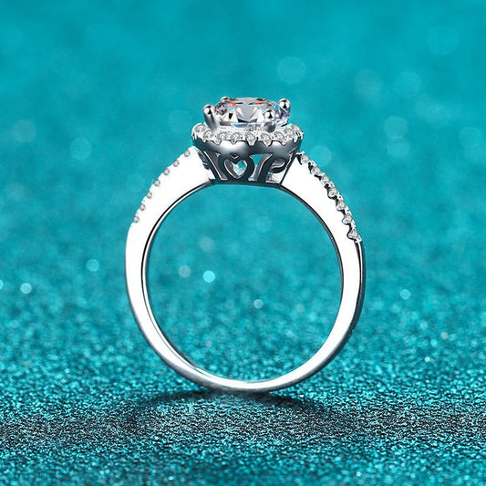 Helia Cathedral Halo Round Moissanite Engagement Ring — Moisza